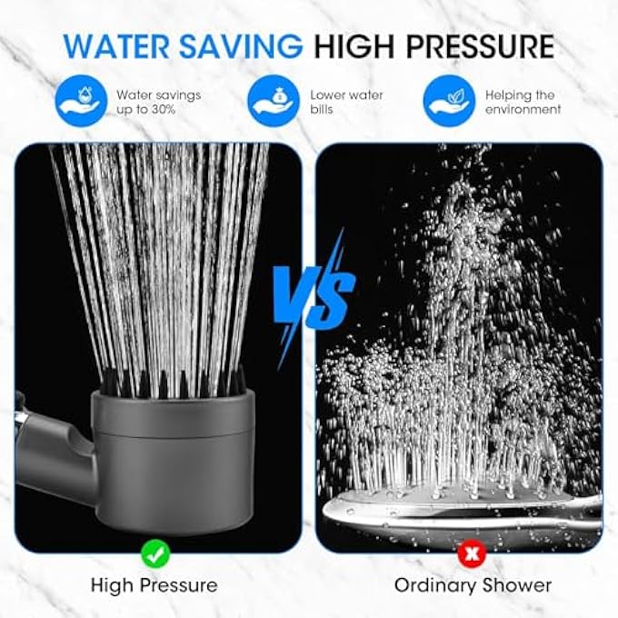 Filtered Shower Head High Pressure Shower Head with 3 Spray Modes Power Wash for Hard Water Handheld Showerhead with OnOff Switch Multifunctional Massage Shower Grey - Image 5