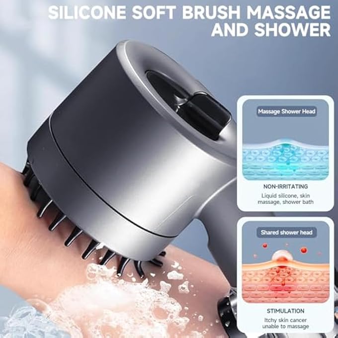Filtered Shower Head High Pressure Shower Head with 3 Spray Modes Power Wash for Hard Water Handheld Showerhead with OnOff Switch Multifunctional Massage Shower Grey - Image 3