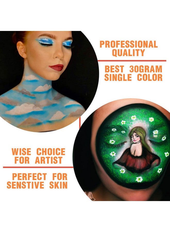 Bowitzki 30G Professional Face Paint Body Paint Water Based Face Painting Makeup Safe For Kids And Adults Split Cake Single Color Halloween Christmas Black - Image 4