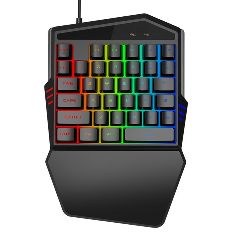 T-WOLF T17 Wired One-handed Gaming Keyboard 35 Key Colorful RGB Backlight Ergonomic Design Keyboard for Android/Windows/IOS - Image 4