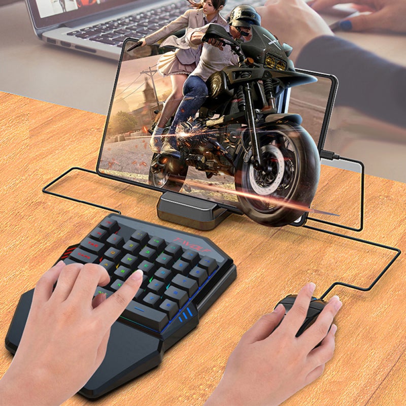 T-WOLF T17 Wired One-handed Gaming Keyboard 35 Key Colorful RGB Backlight Ergonomic Design Keyboard for Android/Windows/IOS - Image 2