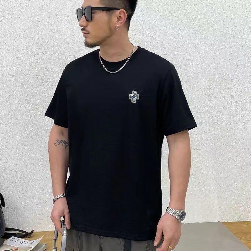 New Top T-Shirt Hong Kong Style Short-Sleeved Summer Loose Washing Men'S Casual All-Match Fashion Trendy Simple Style - Image 1