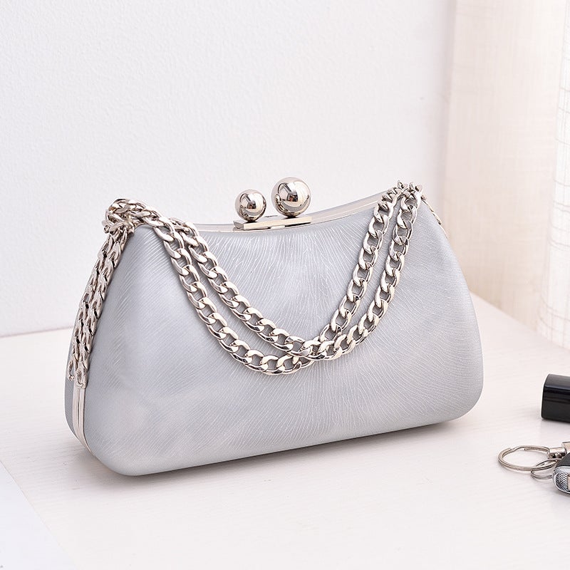 Black PU Evening Clutch Bag with Retro Qipao Style and Lock Clasp - Image 1