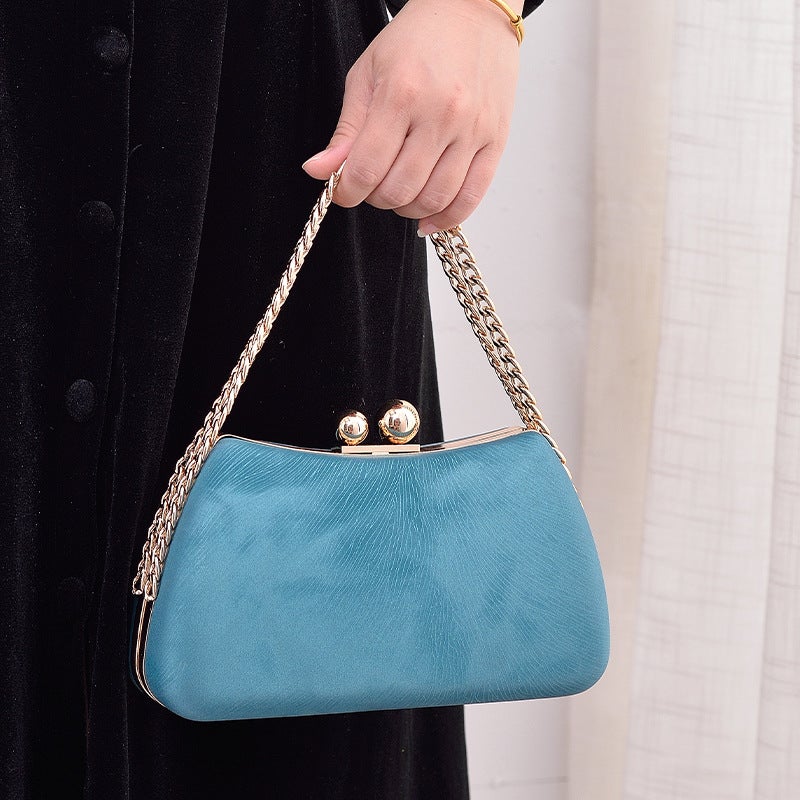 Black PU Evening Clutch Bag with Retro Qipao Style and Lock Clasp - Image 3