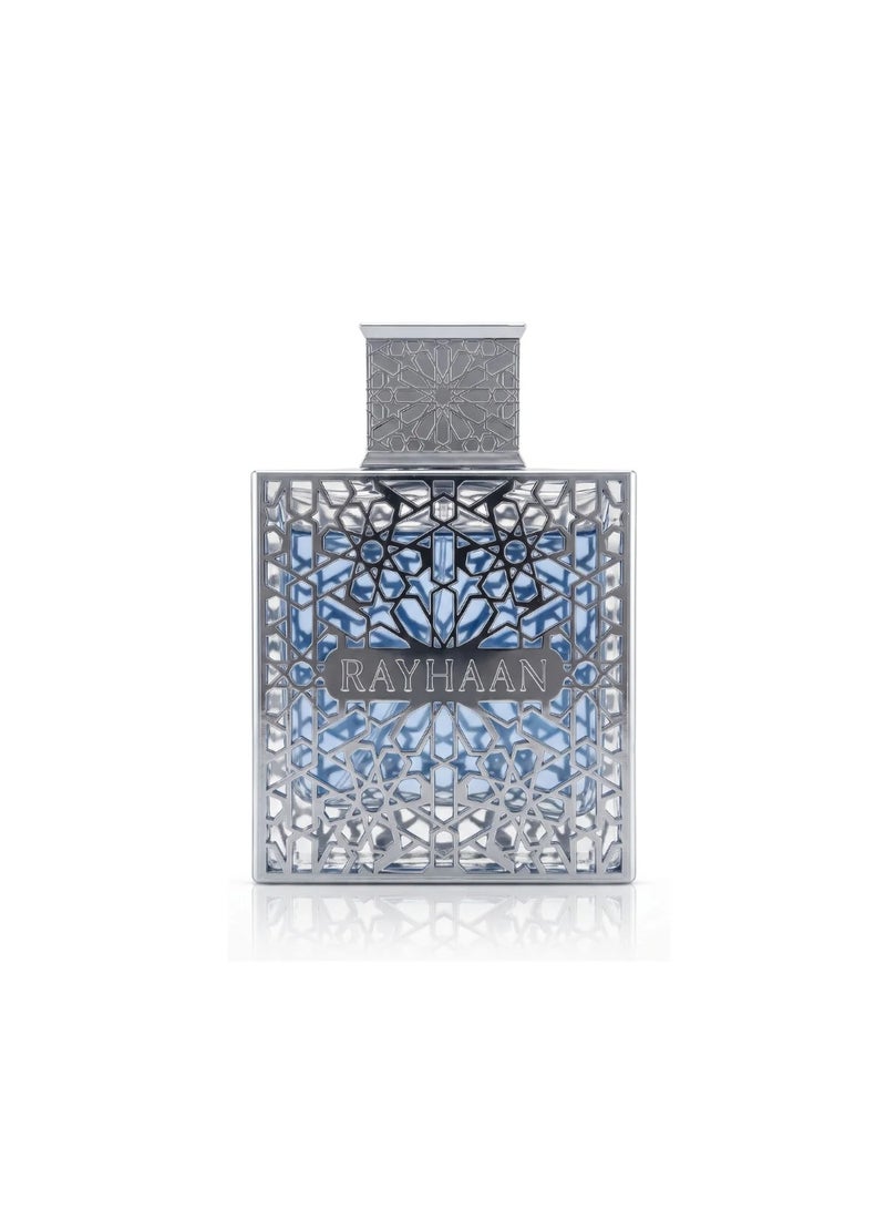 ريحان  عطر اكواتيكا او دي بارفان من ريهان 100 مل، عطر فاخر بتصميم هندسي اسلامي، زجاجة زجاجية سوداء وتركوازية، عطر شرق اوسطي - ريحان اكواتيكا او باردو فان 100 مل - عطر فاخر - Image 1