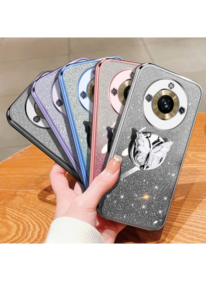 S-TOP Case For Realme 11 Pro Plated Gradient Glitter Butterfly Holder TPU Phone Case - Image 2