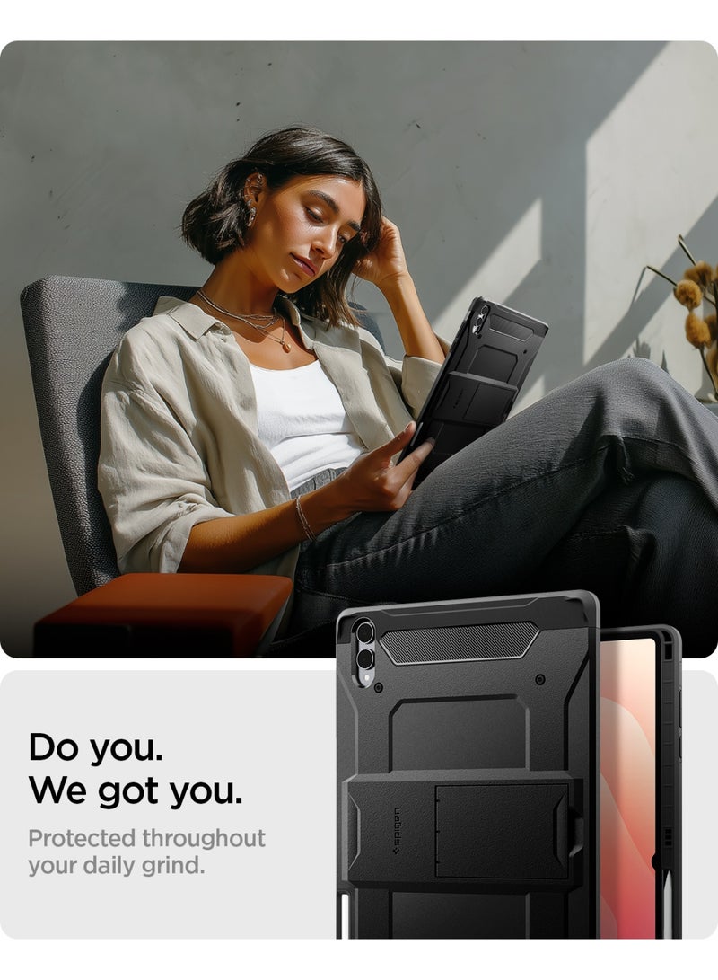 Spigen غطاء Tough Armor Pro لجهاز Samsung Galaxy Tab S11 Ultra مقاس 14.6 بوصة (2025) مقاوم للصدمات مع غلاف صلب و حامل و مكان لقلم S - أسود - Image 3