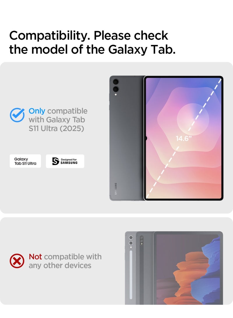 Spigen غطاء Tough Armor Pro لجهاز Samsung Galaxy Tab S11 Ultra مقاس 14.6 بوصة (2025) مقاوم للصدمات مع غلاف صلب و حامل و مكان لقلم S - أسود - Image 2