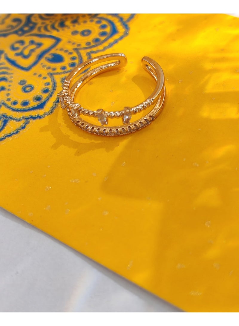 Double layered open ring with diamond inlay, index finger ring - Image 4
