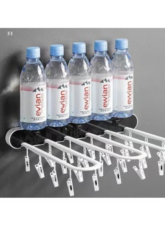 BLUE CORAL Folding Clothes Rack Multi-Function Household Socks Drying Rack Disassembled 24 Multi-Clip Fast Air Wall-Mounted Drying Artifact, Black  - Image 2