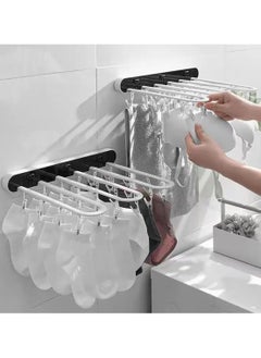 BLUE CORAL Folding Clothes Rack Multi-Function Household Socks Drying Rack Disassembled 24 Multi-Clip Fast Air Wall-Mounted Drying Artifact, Black  - Image 3