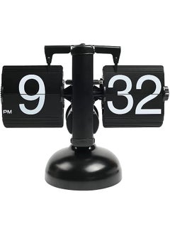 Retro Flip Clock, Digital Vintage Flip Clock with Large Number Display for Office Bedroom Living Room, Antique Mechanical Table Desk Clock, Aesthetic Decor Clock, Fancy Flip Clock (Black)