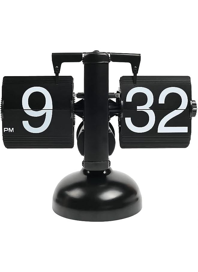 IAF - Retro Flip Clock, Digital Vintage Flip Clock with Large Number Display for Office Bedroom Living Room, Antique Mechanical Table Desk Clock, Aesthetic Decor Clock, Fancy Flip Clock (Black) - Image 1