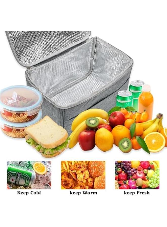 هوكور شنطة غداء معزولة للنساء والرجال من توريسيك، شنطة غداء حرارية بسعة كبيرة للبالغين، مناسبة للعمل والمدرسة والتخييم والسفر والنزهات (رمادي)، اوكسفورد - Image 2