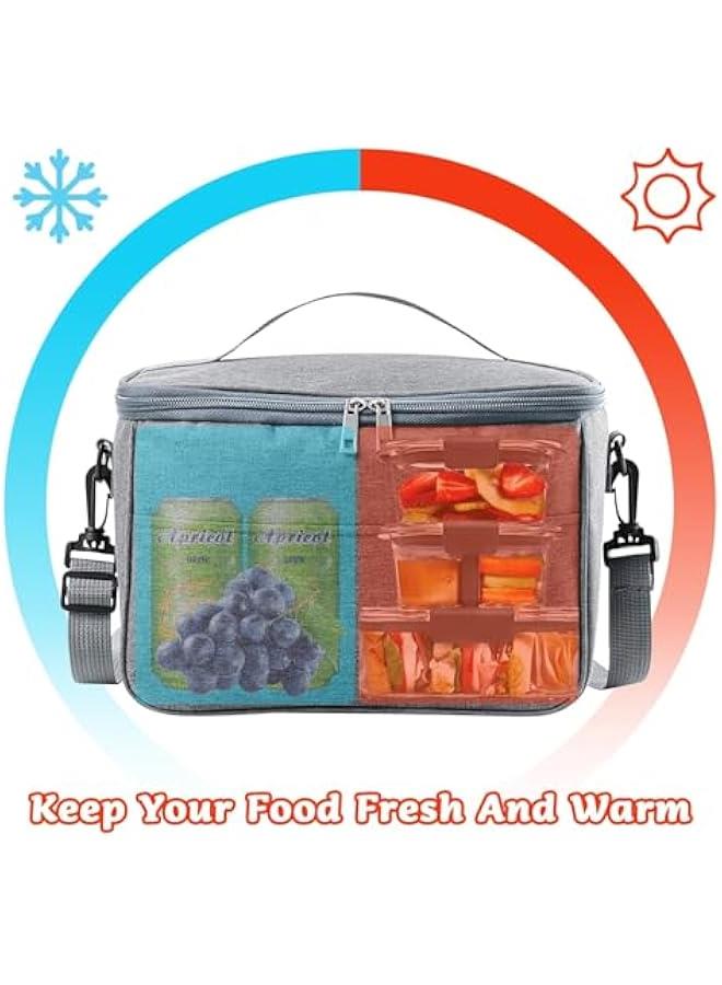 هوكور شنطة غداء معزولة للنساء والرجال من توريسيك، شنطة غداء حرارية بسعة كبيرة للبالغين، مناسبة للعمل والمدرسة والتخييم والسفر والنزهات (رمادي)، اوكسفورد - Image 5