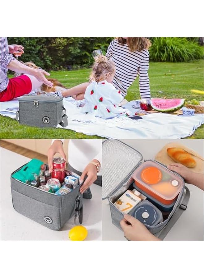 هوكور شنطة غداء معزولة للنساء والرجال من توريسيك، شنطة غداء حرارية بسعة كبيرة للبالغين، مناسبة للعمل والمدرسة والتخييم والسفر والنزهات (رمادي)، اوكسفورد - Image 3