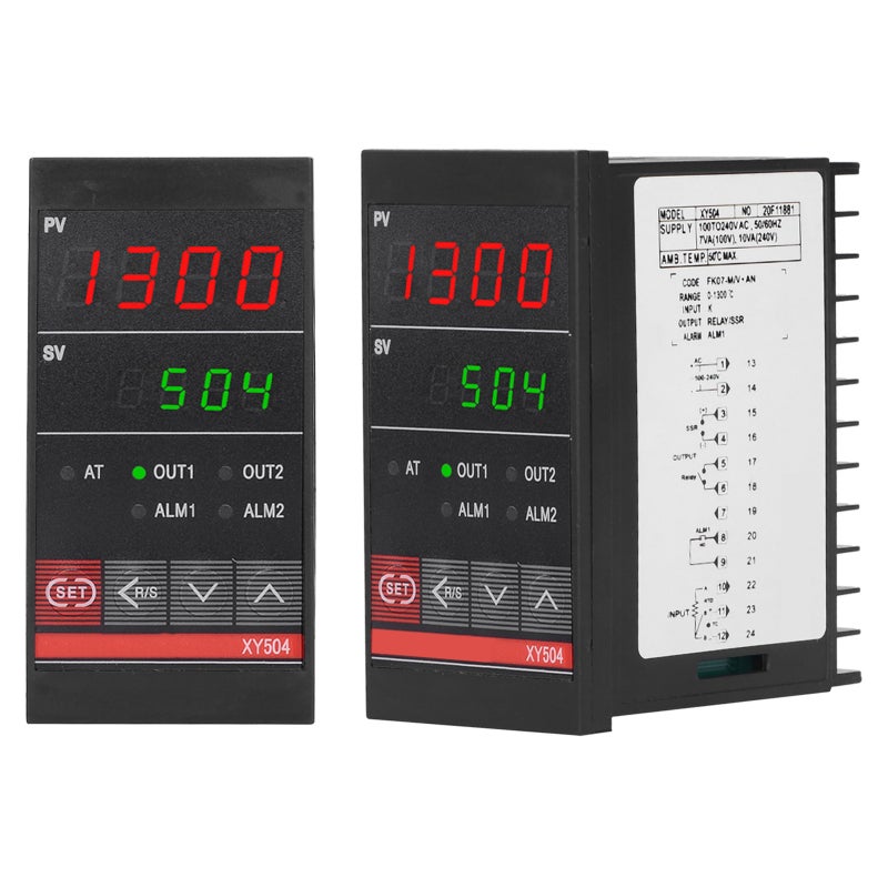 Intelligent PID Temperature Controller 100-240VAC 0-1300℃ Dual Display - Auto Tuning Universal Input 48x96mm for Kiln Furnace Oven Incubator - Image 2
