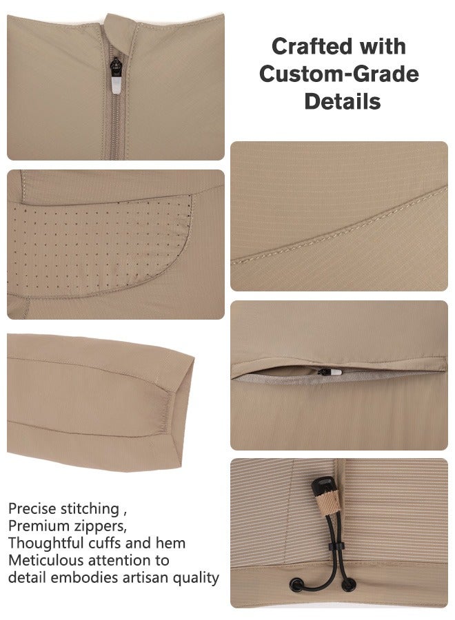 Sunnaltree UPF 50+ UV Sun Protection Clothing for Men&Women, Lightweight Sun Protection Ice Silk Clothing Long Sleeve Hoodie Sun Shirt, Summer Elastic Quick Dry Sun Shirts Full Zipper Fishing Jacket - Image 5