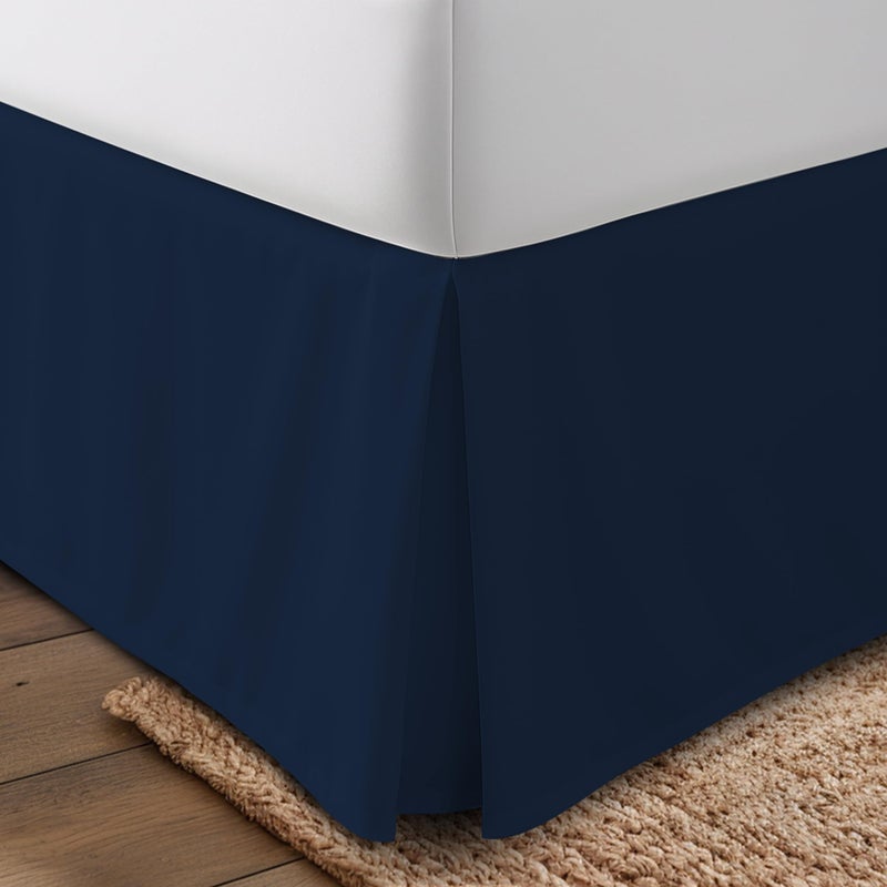 Utopia Bedding Twin Bed Skirt Soft Quadruple Pleated Ruffle Easy Fit with 16 Inch Tailored Drop Hotel Quality Shrinkage and Fade Resistant Twin Navy