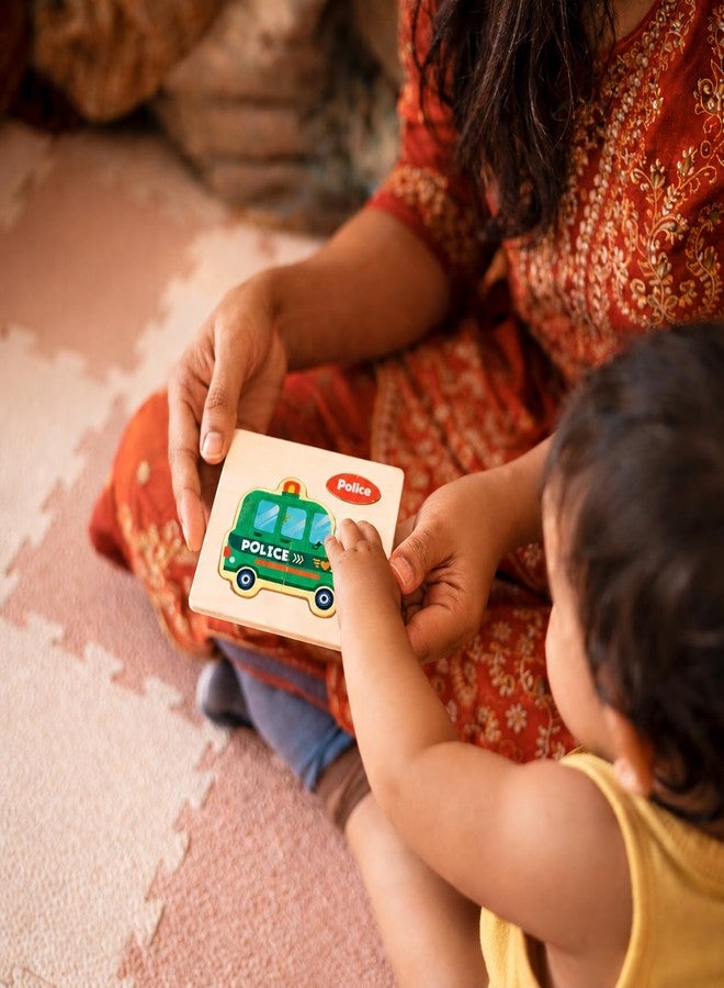 أحجية خشبية من BrainyTots للأطفال | لوحة تعليمية مبكرة بألوان زاهية وسطح أملس للأطفال الصغار | تُحسّن المهارات الحركية وتنمية التنسيق بين اليد والعين (سيارة شرطة) - Image 2