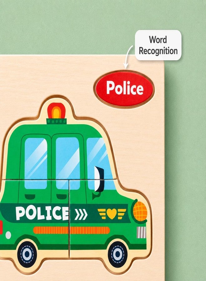 أحجية خشبية من BrainyTots للأطفال | لوحة تعليمية مبكرة بألوان زاهية وسطح أملس للأطفال الصغار | تُحسّن المهارات الحركية وتنمية التنسيق بين اليد والعين (سيارة شرطة) - Image 3