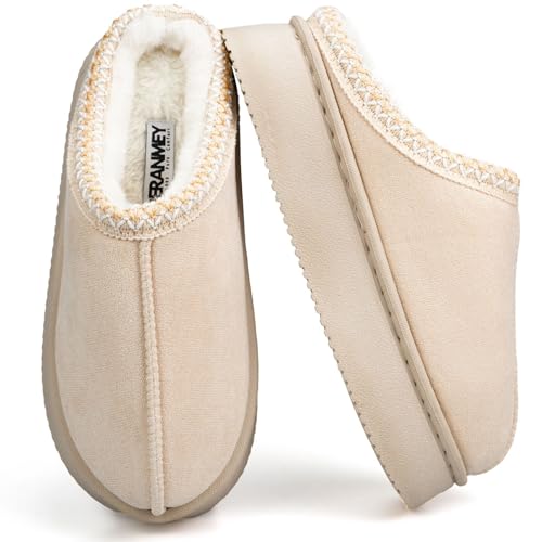BERANMEY Plush Platform Slippers for Women & Men - Cozy Non-Slip Sole,Warm Fuzzy Lined House Shoes for Indoor Outdoor Short Ankle Slippers (Khaki, US, Adult, Women, 9.5, Numeric Range, US Footwear Size System, 10, Medium) - Image 2