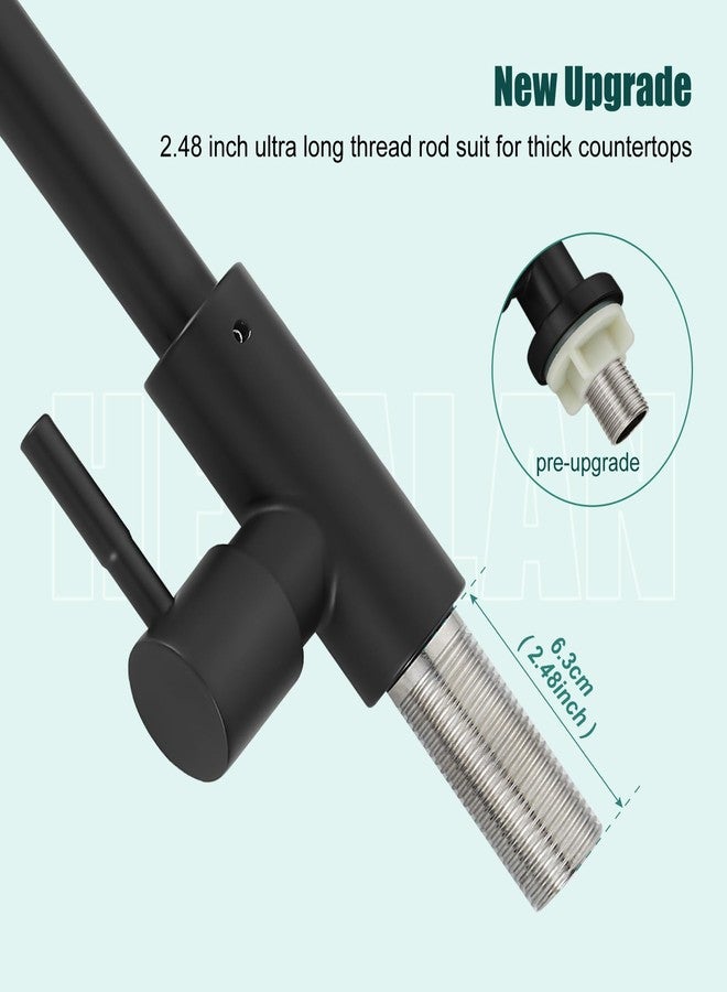 Heyalan Cold Water Only Kitchen Faucet Single Handle 1 Hole Deck Mount SUS304 Stainless Steel Sink Bar Tap Goose Neck,8.3inch,Matte Black - Image 2