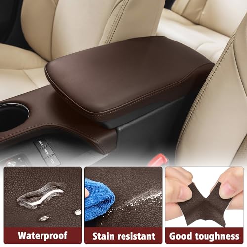 KBH Car Center Console Armrest Cover Replacement for Toyota Avalon 2013-2018, Vinyl Leather Arm Rest Skin Upholstery, Anti-Scratch, Brown (Without Lid) - Image 4
