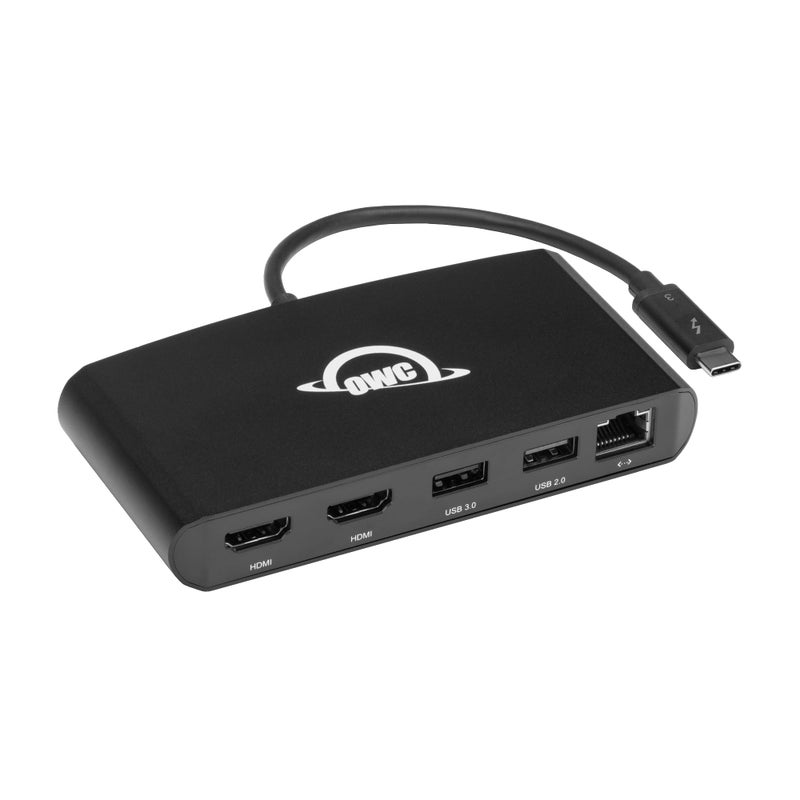 OWC Thunderbolt ميني دوك، محول متعدد 5 منافذ يعمل بالطاقة من الناقل مع HDMI مزدوج 4K، USB مزدوج، إيثرنت جيجابت، كابل TB مدمج بطول 7.2 بوصة، لجهاز Mac و PC مزودين بـ TB (USB-C) - Image 1
