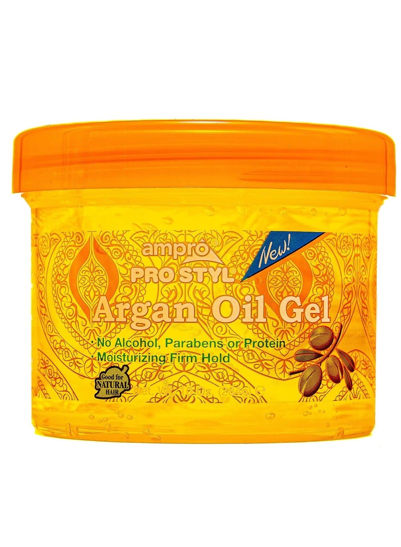 AmPro Pro Styl Argan Oil Styling Gel - Moisturizes and Conditions Your Strands - Non-Flaking, Alcohol Free, Vegan Formula - Creates Flexible, Touchable Hold for All Hair Textures - 10 oz