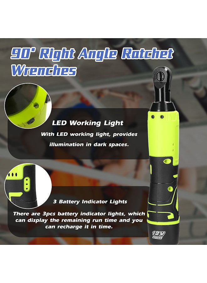 Generic - Multifunctional 12.0V Cordless Rechargeable Electric Wrench 3/8 Inch 90° Right Angle Ratchet Wrenches Handheld Driver Power Tool - Image 1