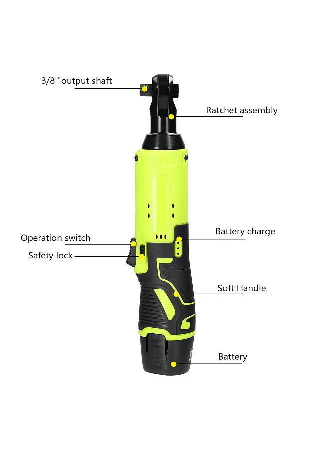 Generic - Multifunctional 12.0V Cordless Rechargeable Electric Wrench 3/8 Inch 90° Right Angle Ratchet Wrenches Handheld Driver Power Tool - Image 1