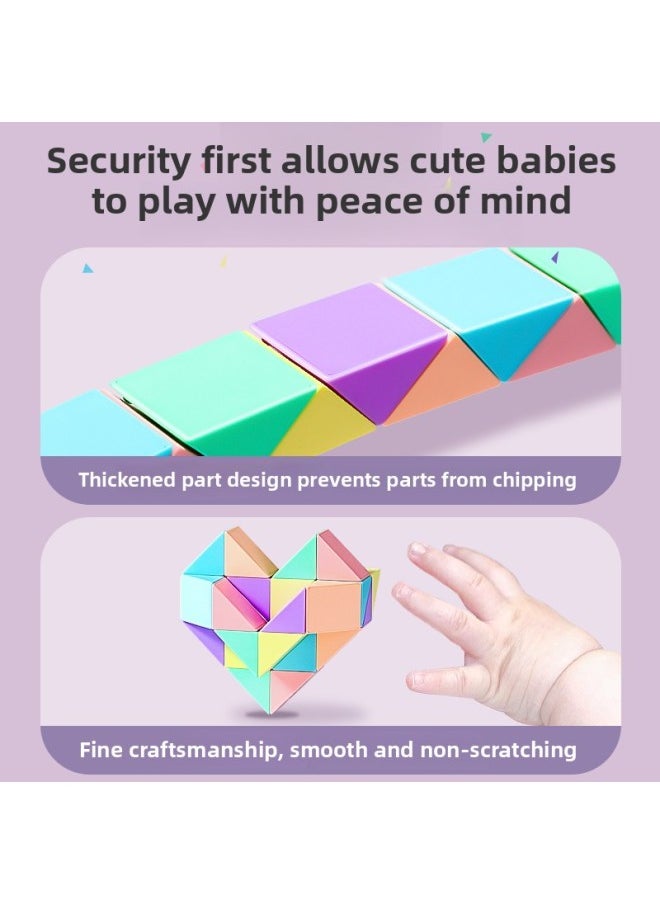 Deli Changed Magic Ruler 24 Section 36 Section 48 Section 72 Kindergarten Third-order Color Rubik's Cube Children's Toys-Color:24 Sections [macaron] + Cute Duck Cartoon Huarong Road