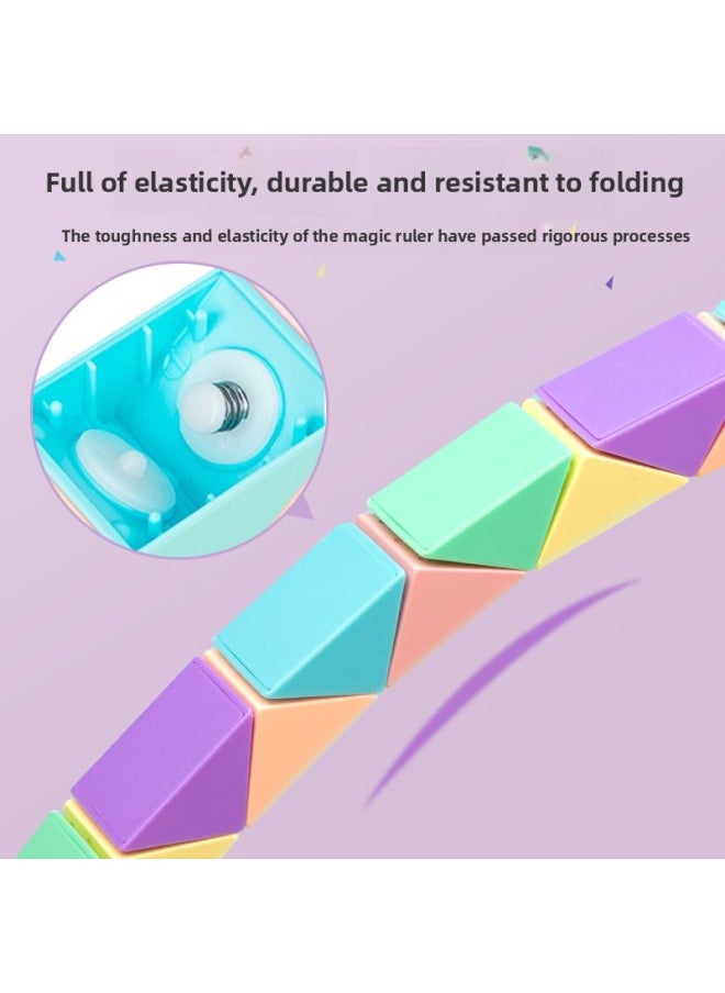 Deli Changed Magic Ruler 24 Section 36 Section 48 Section 72 Kindergarten Third-order Color Rubik's Cube Children's Toys-Color:24 Sections [macaron] + Cute Duck Cartoon Huarong Road
