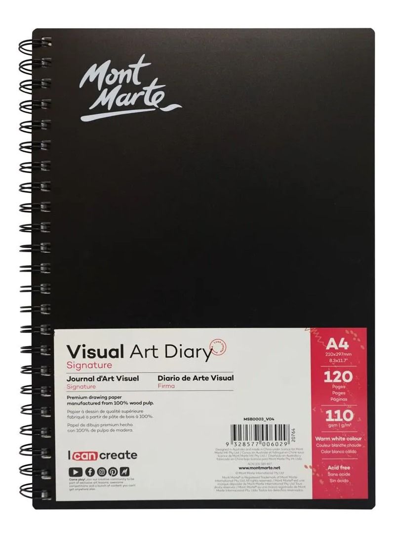 Mont Marte Visual Art Diary Signature 110gsm A4 120 Page - Image 1
