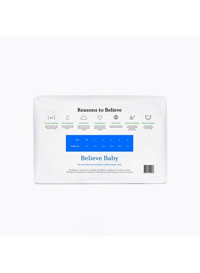 Believe Baby 100% Bamboo Viscose Baby Diapers Size 2 - Premium, Super-Absorbent, Hypoallergenic for Sensitive Skin, Chemical-Free, Unscented Diaper for Babies 12-18 Lbs - 54 Ct - Image 2