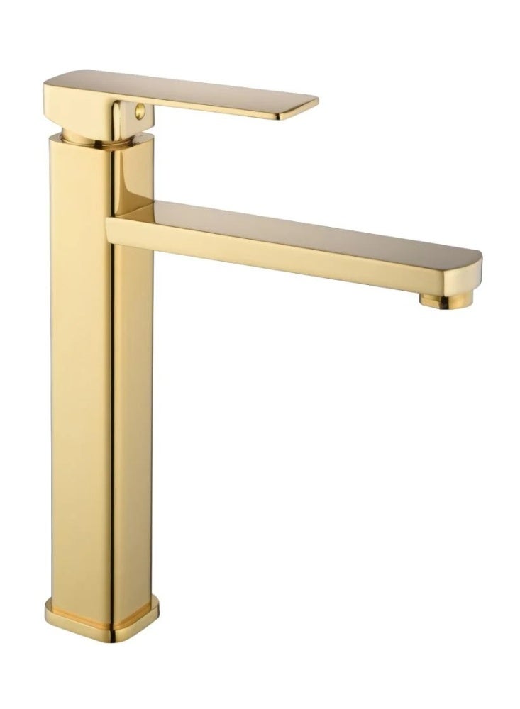 صنبور رومَا الطويل - لون ذهبي لامع للمطبخ والحمام، تصميم فاخر وعصري