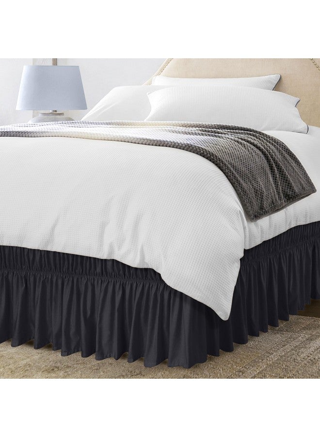 Utopia Bedding Queen Elastic Bed Ruffle - Easy Wrap Around Ruffle - Microfiber Bed Skirt with Adjustable Elastic Belt 16 Inch Tailored Drop - Hotel Quality Bedskirt, Fade Resistant (Queen, Black) - Image 1
