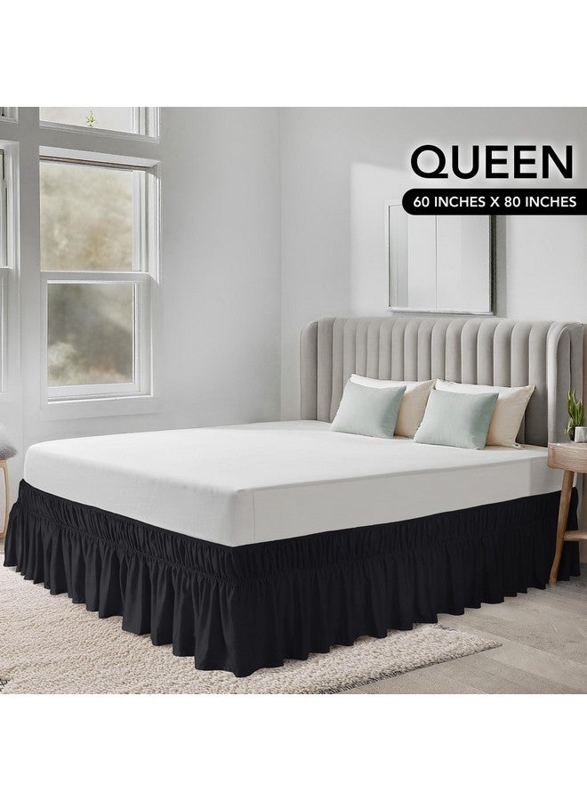 Utopia Bedding Queen Elastic Bed Ruffle - Easy Wrap Around Ruffle - Microfiber Bed Skirt with Adjustable Elastic Belt 16 Inch Tailored Drop - Hotel Quality Bedskirt, Fade Resistant (Queen, Black) - Image 2