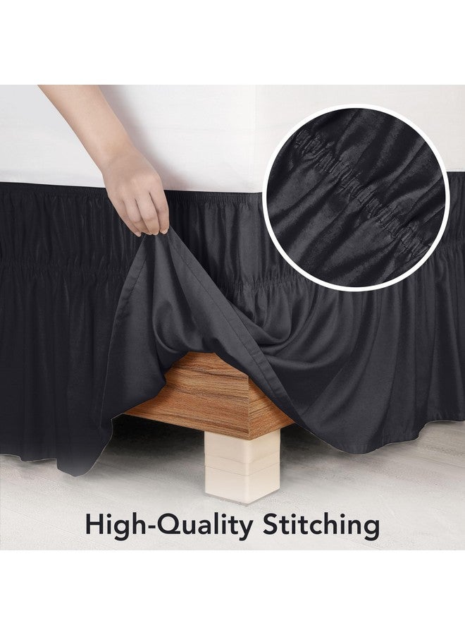 Utopia Bedding Queen Elastic Bed Ruffle - Easy Wrap Around Ruffle - Microfiber Bed Skirt with Adjustable Elastic Belt 16 Inch Tailored Drop - Hotel Quality Bedskirt, Fade Resistant (Queen, Black) - Image 3