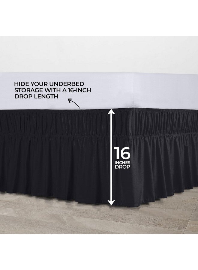 Utopia Bedding Queen Elastic Bed Ruffle - Easy Wrap Around Ruffle - Microfiber Bed Skirt with Adjustable Elastic Belt 16 Inch Tailored Drop - Hotel Quality Bedskirt, Fade Resistant (Queen, Black) - Image 4