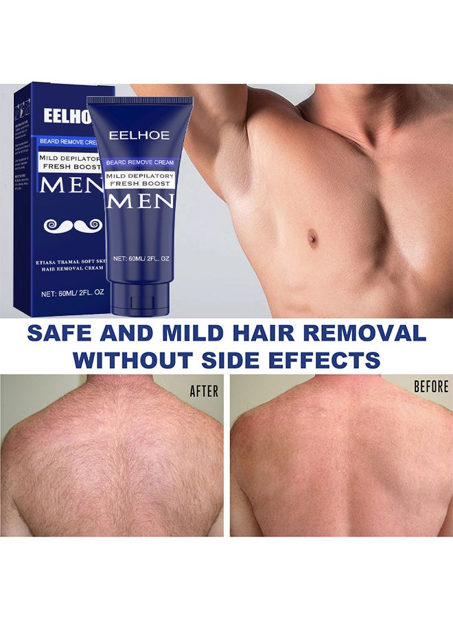 EELHOE - Mild Face And Body Hair Removal Cream, Men Permanent Hair Removal Cream, Effective And Painless Depilatory Cream, Use On Chest, Back, Arms, Legs And Underarms - Image 1