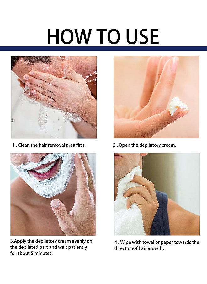 EELHOE - Mild Face And Body Hair Removal Cream, Men Permanent Hair Removal Cream, Effective And Painless Depilatory Cream, Use On Chest, Back, Arms, Legs And Underarms - Image 1