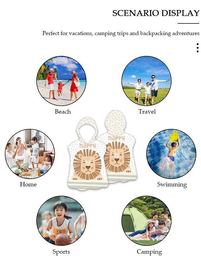 DUNISO Portable Kids Bath Towel,Lightweight Microfiber Beach Towel,Super Soft Kids Hooded Bathrobe, Beach,Pool,Bath,Swimming Coverups for Babies, Aged 3-10 - Image 3