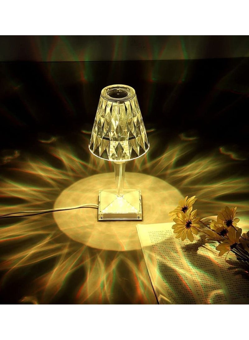 Yameem 3 Color Changing Rechargeable Crystal Touch Control Small Table Lamp - Image 1