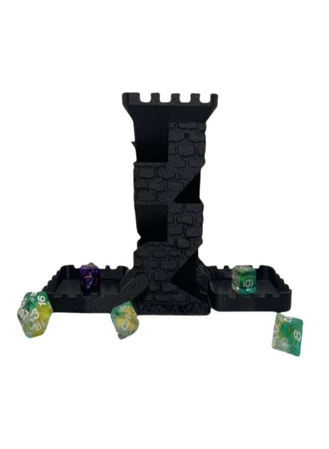 XJPONGC Castle Retro Black Dagger Dice Dice Tower Dungeons and Dragons RPG Tabletop Roleplaying Game Jail D&D (Random 7PCS D20 Dice Set Included) Black - Image 1