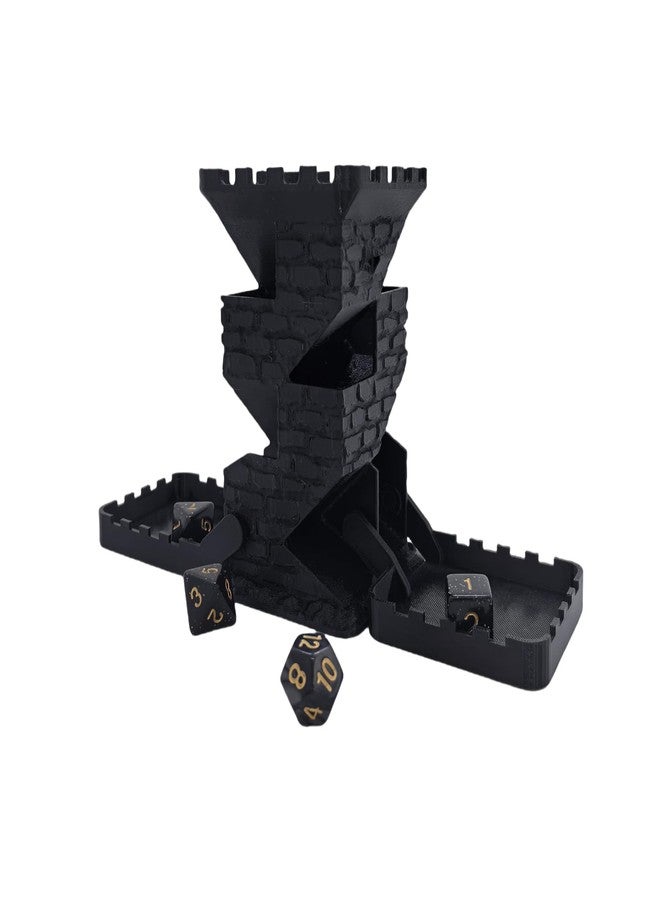 XJPONGC Castle Retro Black Dagger Dice Dice Tower Dungeons and Dragons RPG Tabletop Roleplaying Game Jail D&D (Random 7PCS D20 Dice Set Included) Black - Image 3