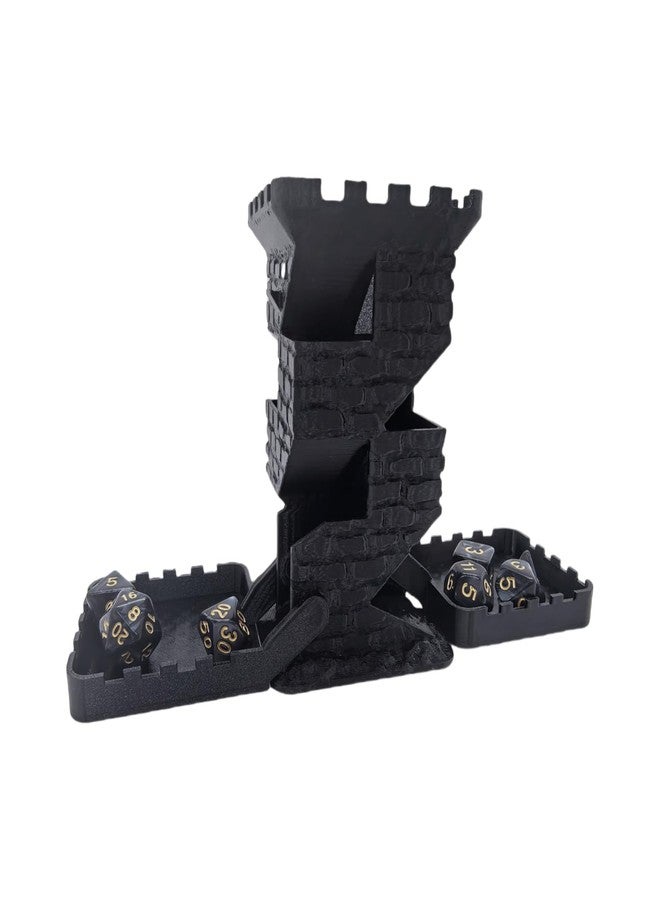 XJPONGC Castle Retro Black Dagger Dice Dice Tower Dungeons and Dragons RPG Tabletop Roleplaying Game Jail D&D (Random 7PCS D20 Dice Set Included) Black - Image 2