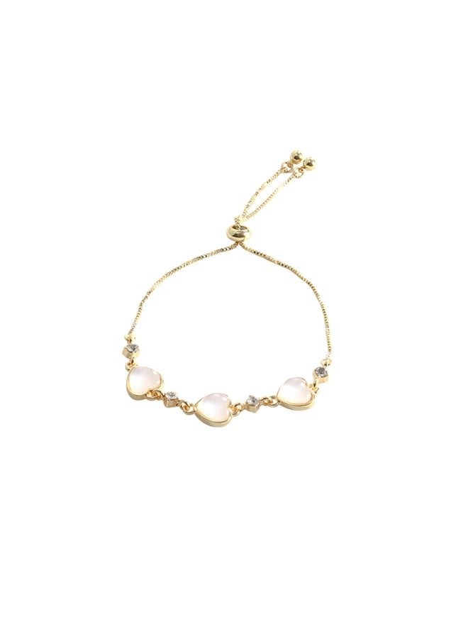 Goolsky Korean Style Cat Eye Stone Heart Bracelet – Adjustable Dainty Soft Minimalist Hand Chain, Trendy Gift for Women & Girls - Image 3