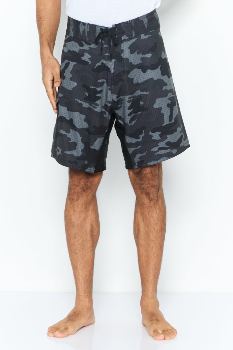 Burnside - Men Camouflage Board Shorts Swimwear, Black - Image 1